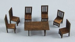 Arts and Crafts Era Dining Room and 6 Chairs Set 1/120th scale