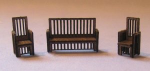 Arts & Crafts Era Sofa and 2 Chairs Set 1/144th scale