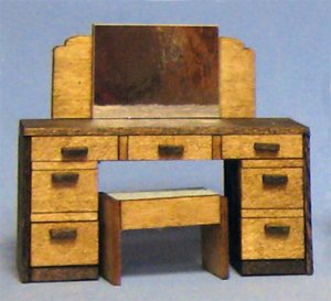 Art Deco Vanity With Mirror and Bench Half-inch scale