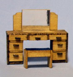 Art Deco Vanity With Mirror and Bench Quarter-inch scale