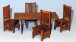 Arts and Crafts Era Dining Table and 4 Chairs Half-inch scale