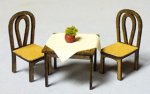Cafe Table and 2 Chairs Quarter-inch scale