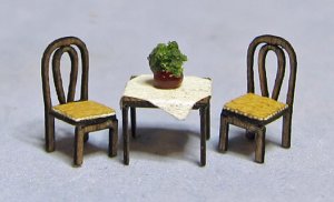 Cafe Table and 2 Chairs Set 1/120th scale