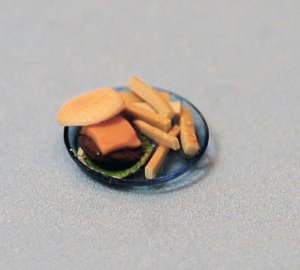 Cheeseburger and Fries Half-inch scale