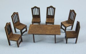 Formal Dining Room and 6 Chairs Set 1/120th scale