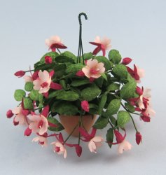Fuchsia in a Terra Cotta Hanging Pot One-inch scale