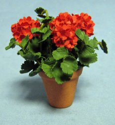 Geraniums in a Terra Cotta Pot One-inch scale