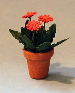 Gerbera Daisy in a Terra Cotta Pot Half-inch scale