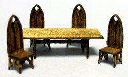 Gothic Dining Table and 4 Chairs Set 1/120th scale