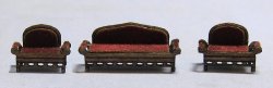 Gothic Sofa and 2 Chairs 1/120th scale