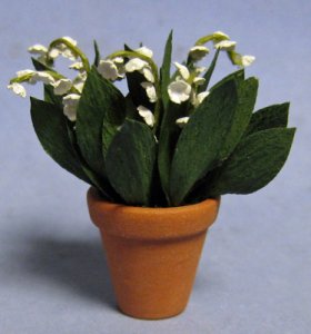 Lily of the Valley in a Terra Cotta Pot One-inch scale