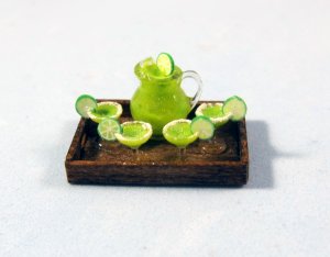 Margaritas on a tray with a pitcher Half-inch scale
