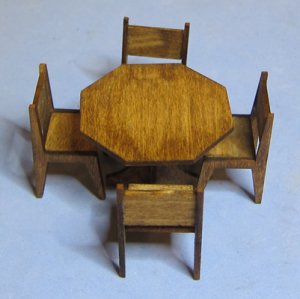 Octagonal Dining Table and 4 Chairs Half-inch scale