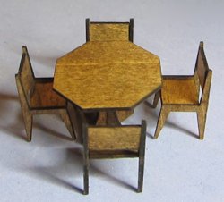 Octagonal Dining Table and 4 Chairs Quarter-inch scale Octagonal Dining Table and 4 Chairs Quarter-inch scale