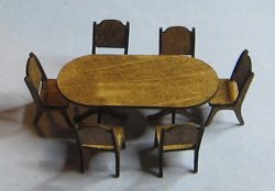 Oval Dining Table and 6 Chairs Quarter-inch scale