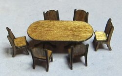Oval Dining Table and 6 Chairs Set 1/120th scale