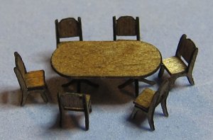 Oval Dining Table and 6 Chairs Set 1/144th scale