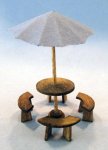 Patio Table and Umbrella Quarter-inch scale