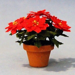 Poinsettia in a Terra Cotta Pot Half-inch scale