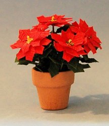 Poinsettia in a Terra Cotta Pot One-inch scale