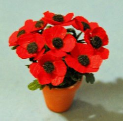 Poppies in a Terra Cotta Pot One-inch scale