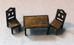 Rectangular Kitchen Table and 2 Chairs Set 1/144th scale