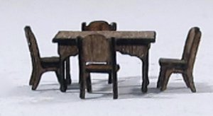 Rectangular Kitchen Table and 4 Chairs 1/144th scale