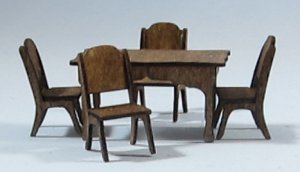 Rectangular Kitchen Table and 4 Chairs Quarter-inch scale