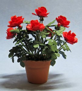 Roses in a Terra Cotta Pot One-inch scale