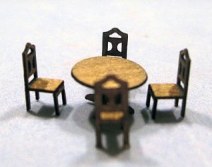 Round Dining Table and 4 Chairs Set 1/144th scale
