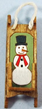 Antique Sled with Etched Snowman Quarter-inch scale