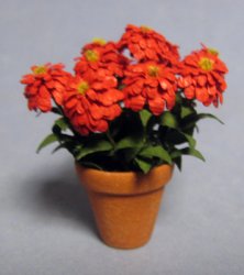 Zinnia in a Terra Cotta Pot One-inch scale