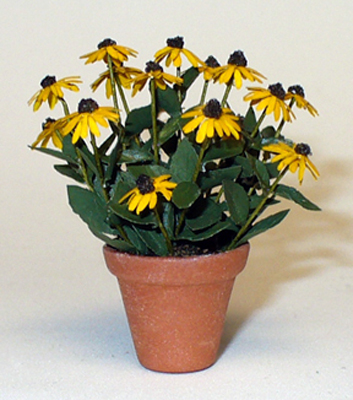 Black-eyed Susan in a Terra Cotta Pot One-inch scale - Click Image to Close