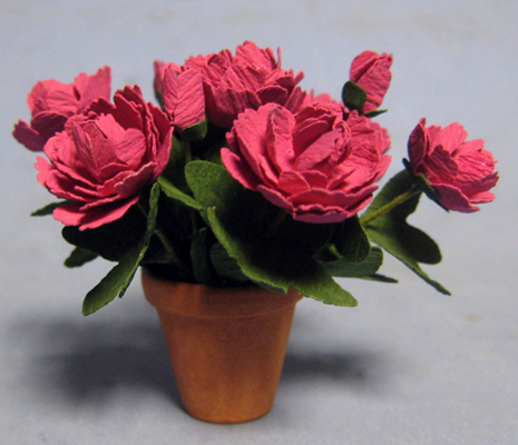 Peony in a Terra Cotta Pot One-inch scale - Click Image to Close