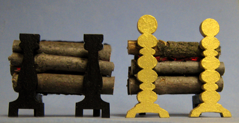 Andirons With Firewood One-inch scale - Click Image to Close