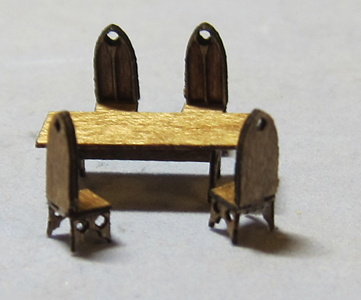 Gothic Dining Table and 4 Chairs Set 1/144th scale - Click Image to Close