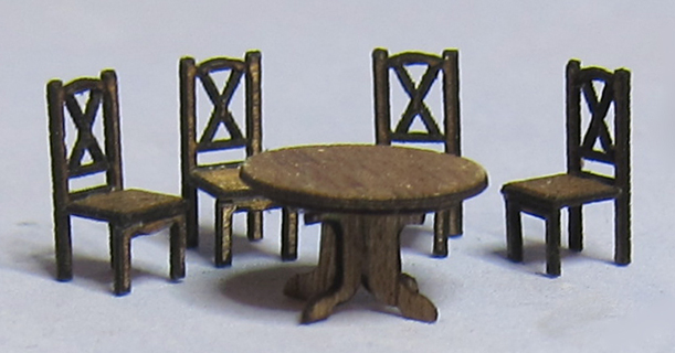 Hampton Dining Table and 4 Chairs Set 1/144th scale - Click Image to Close