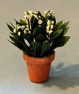 Lily of the Valley in a Terra Cotta Pot Half-inch scale - Click Image to Close