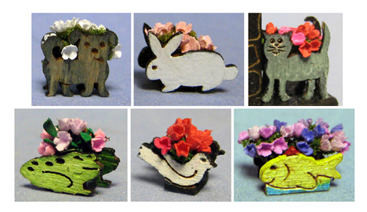 Playful Planters Set #1 Quarter-inch scale - Click Image to Close