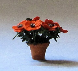 Poppies in a Terra Cotta Pot Quarter-inch scale