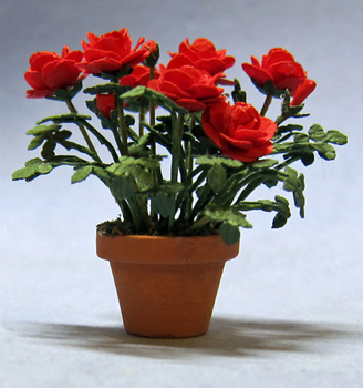 Roses in a Terra Cotta Pot Half-inch scale - Click Image to Close